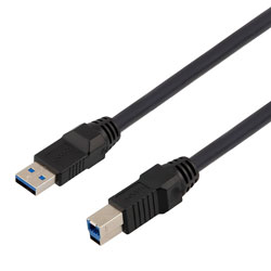 高柔性拖链级USB3.0线缆组件，A型公头/B型公头， 28/26/22AWG，UL20276, VW-1阻燃等级PVC护套，黑色，3米的图片