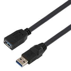 高柔性拖链级USB3.0线缆组件，A型公头/A型母头， 28/26/22AWG，UL20276, VW-1阻燃等级PVC护套，黑色，4米的图片