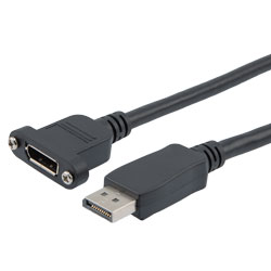 DisplayPort数字线缆组件，支持DisplayPort 2.0规定的16K与HDR，公头/面板安装型母头，PVC护套，黑，1米的图片