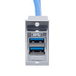 USB 3.0双层堆栈式耦合器线缆，ECF法兰面板安装型，2个A型母头至2个A型公头，镀铬屏蔽ABS外壳，0.5米的图片