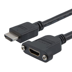 特优型超高速HDMI线缆，支持8K@60Hz与48Gbps，公头（插头）/面板安装型母头（插座），PVC护套，黑，0.5米的图片