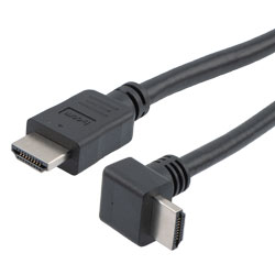 特优型超高速HDMI线缆，支持8K@60Hz与48Gbps，直角型下出线公头（插头）/直通型公头（插头），PVC护套，黑，1米的图片