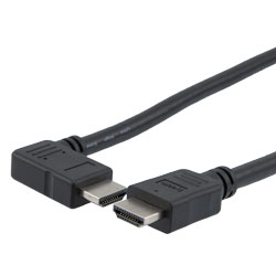 特优型超高速HDMI线缆，支持8K@60Hz与48Gbps，直角型左出线公头（插头）/直通型公头（插头），PVC护套，黑，0.5米的图片