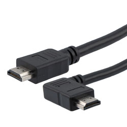 特优型超高速HDMI线缆，支持8K@60Hz与48Gbps，直角型右出线公头（插头）/直通型公头（插头），PVC护套，黑，0.5米的图片