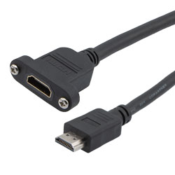 特优型超高速HDMI线缆，支持8K@60Hz与48Gbps，公头（插头）/面板安装型母头（插座），低烟无卤护套，黑，0.5米的图片