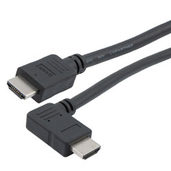 特优型超高速HDMI线缆，支持8K@60Hz与48Gbps，直角型左出线公头（插头）/直通型公头（插头），低烟无卤护套，黑，0.5米的图片