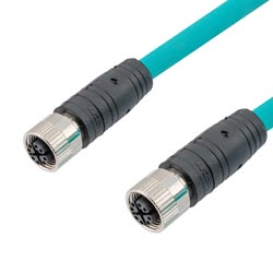 超6类M12 8针X编码SF/UTP工业级拖链线缆，M12母头/M12母头，5米的图片