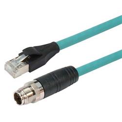 超6类M12 8针X编码SF/UTP工业级拖链线缆，M12公头/RJ45，10米的图片