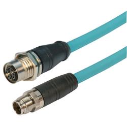超6类M12  8针X编码SF/UTP工业级拖链线缆，M12公头/M12面板安装式母头，3米的图片