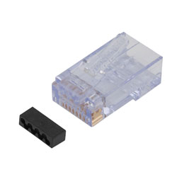 6类 RJ45 8x8 以太网插头公头，非屏蔽，适用于 0.044-0.048" 的大导体外径，25 件装的图片